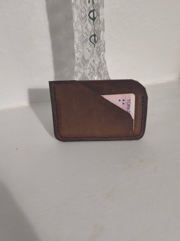 El Yapımı Hakiki Crazy Deri Unisex Cüzdan - Görsel 2