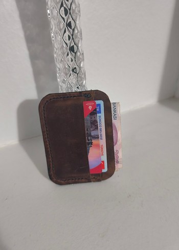 El Yapımı Hakiki Crazy Deri Unisex Cüzdan - Görsel 4