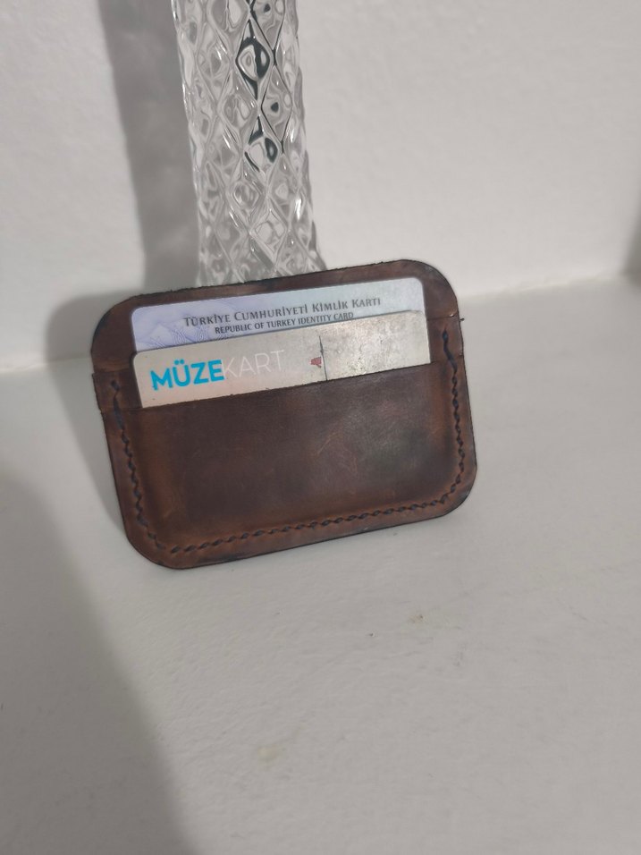 El Yapımı Hakiki Crazy Deri Unisex Cüzdan - Görsel 3