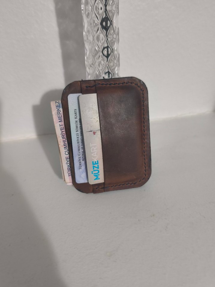 El Yapımı Hakiki Crazy Deri Unisex Cüzdan - Görsel 2