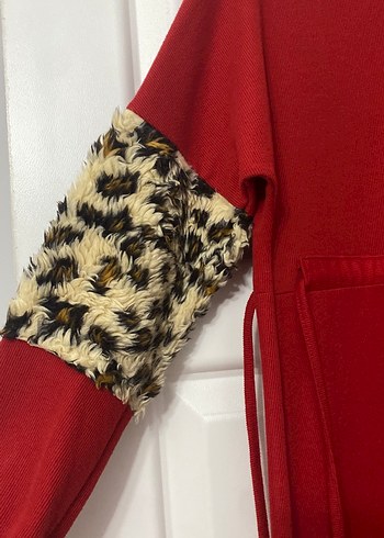 Kırmızı Uzun Kollu Kadın Uzun Elbise - Görsel 3