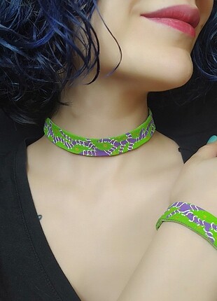 Kumaş choker bileklik takım 