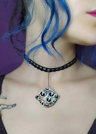 Beden Steampunk göz choker Seramik kil