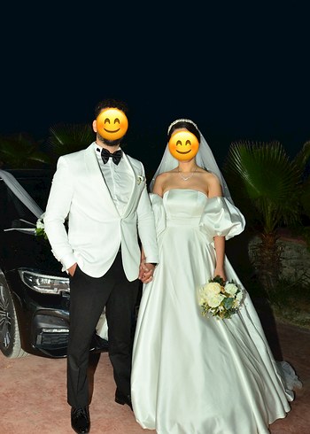 Klasik Saten Straplez A Kesim Gelinlik