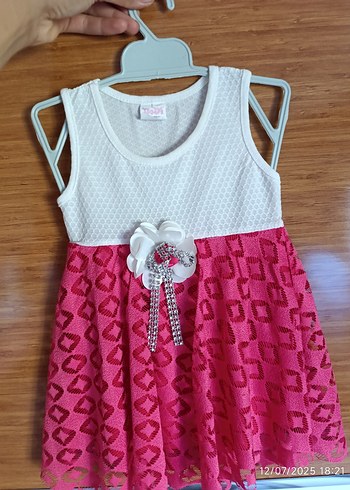 H&M Kız Çocuk Pembe Dantel Detaylı Elbise