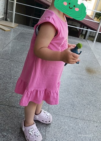 Ahmet Baytar Kız Çocuk Pembe Kısa Kollu Fırfırlı Elbise