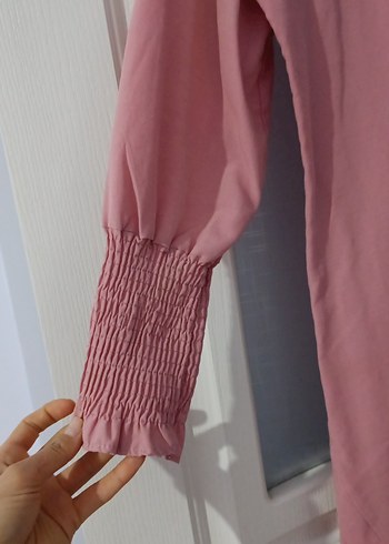 Pembe Uzun Kollu Düğmeli Kadın Tunik - Görsel 3