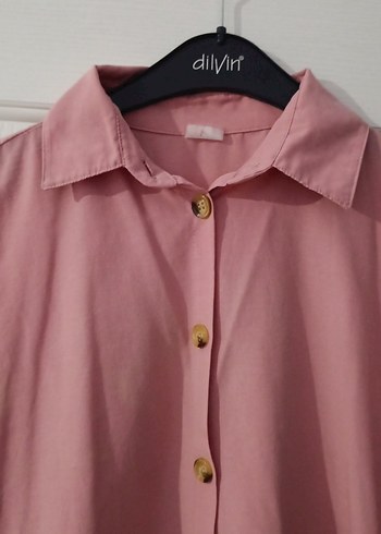 Pembe Uzun Kollu Düğmeli Kadın Tunik - Görsel 4