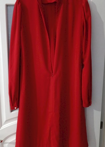 Kırmızı Uzun Kollu Drapeli Tunik - Görsel 5