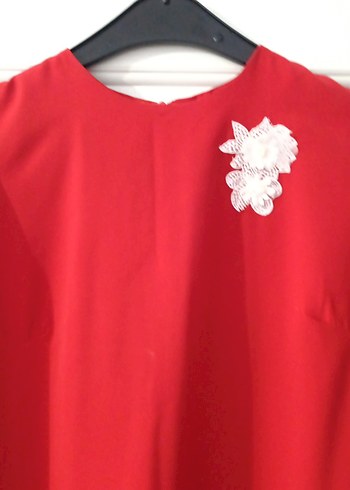 Kırmızı Uzun Kollu Drapeli Tunik - Görsel 2