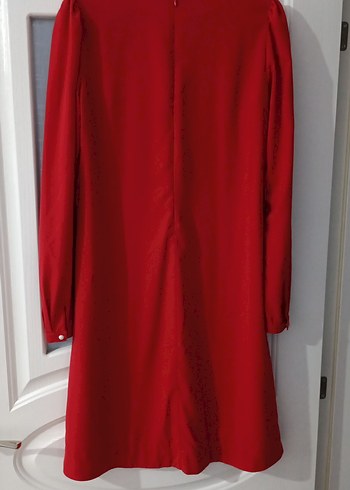 Kırmızı Uzun Kollu Drapeli Tunik - Görsel 4