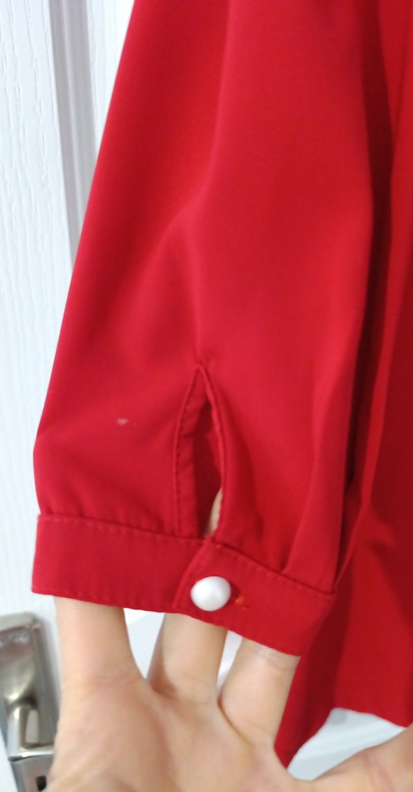 Kırmızı Uzun Kollu Drapeli Tunik - Görsel 3