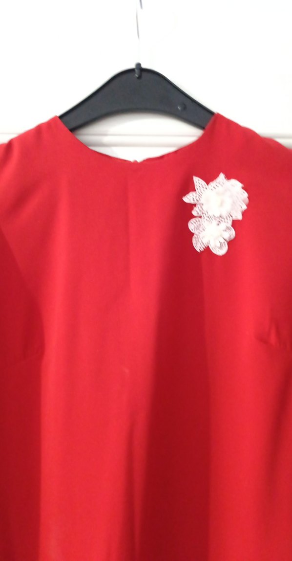 Kırmızı Uzun Kollu Drapeli Tunik - Görsel 2