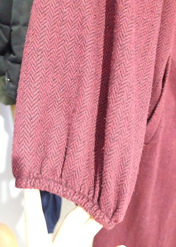 Bordo Düğmeli Uzun Hamile Kabanı - Görsel 4