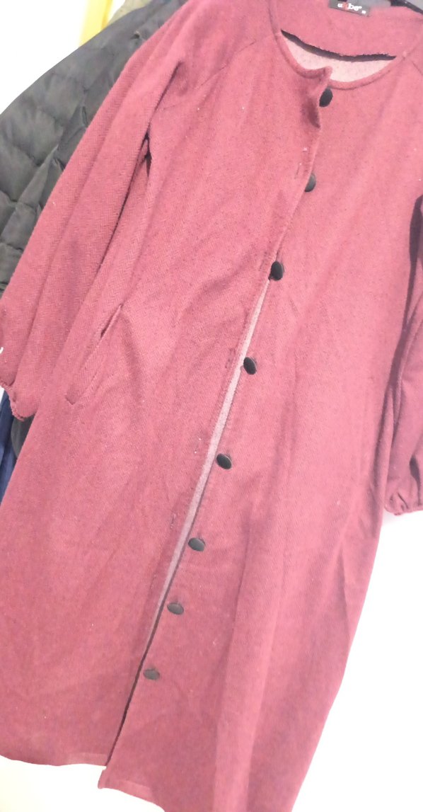 Bordo Düğmeli Uzun Hamile Kabanı - Görsel 3