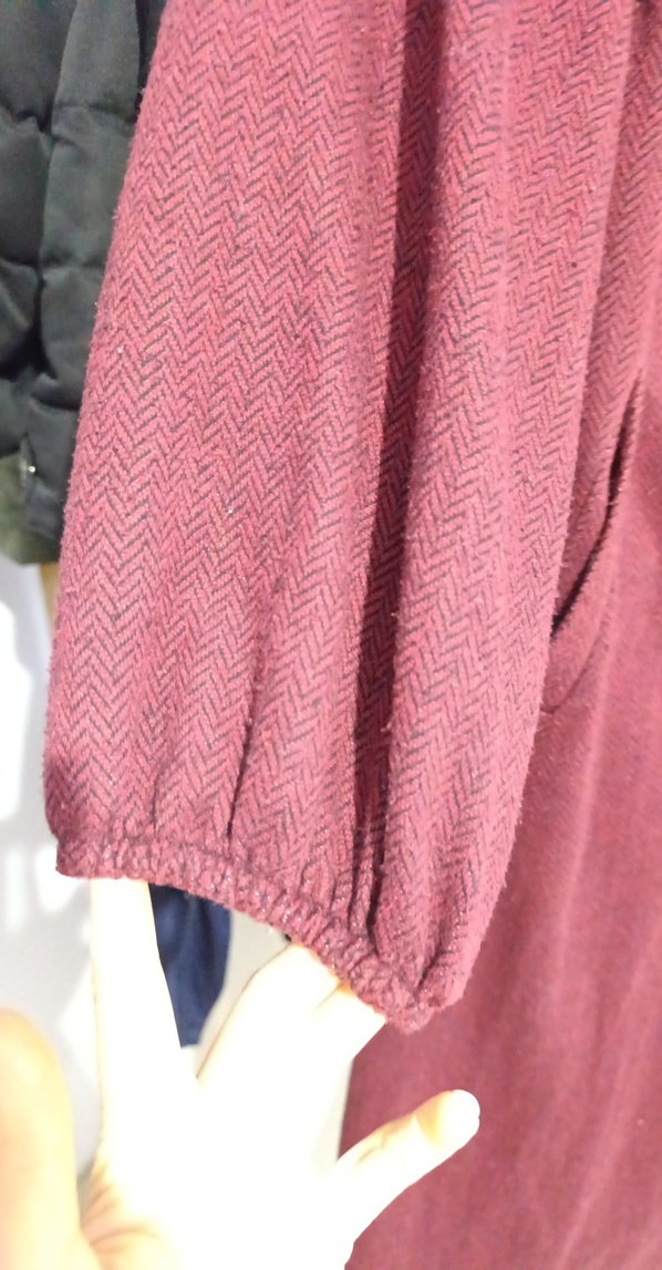 Bordo Düğmeli Uzun Hamile Kabanı - Görsel 4