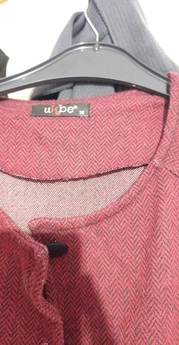 Bordo Düğmeli Uzun Hamile Kabanı - Görsel 2