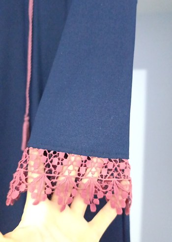 Püsküllü Mavi Kadın Uzun Tunik - Görsel 2