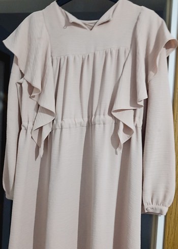 Bej Uzun Kollu Fırfırlı Uzun tunik - Görsel 6