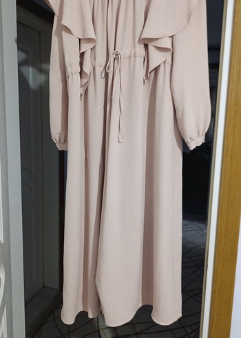 Bej Uzun Kollu Fırfırlı Uzun tunik - Görsel 2