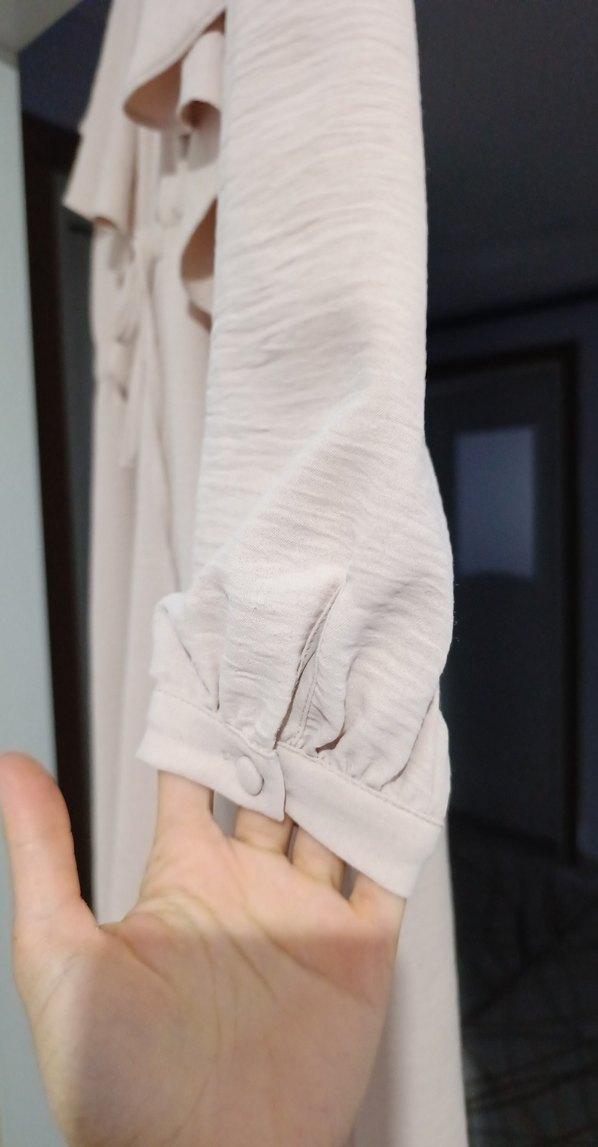 Bej Uzun Kollu Fırfırlı Uzun tunik - Görsel 4