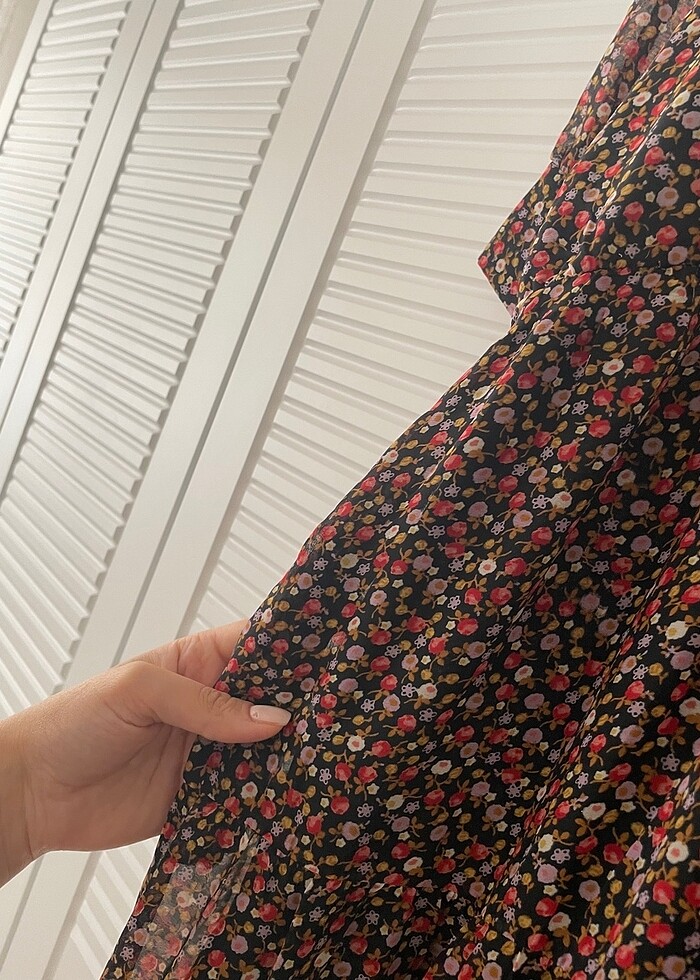 Kadın Çiçekli Kahverengi Elbise - Görsel 2