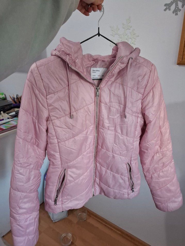 Pembe Fermuarlı Kadın ince mont - Görsel 4