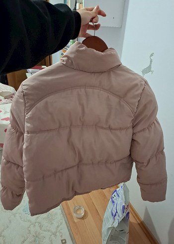 Açık pembe Fermuarlı Midi Kadın Kışlık mont - Görsel 2