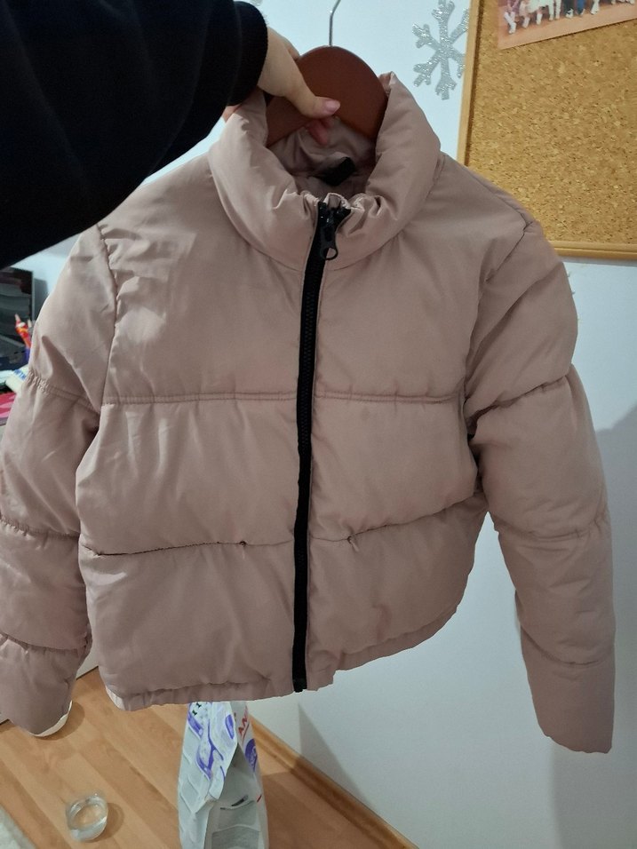 Açık pembe Fermuarlı Midi Kadın Kışlık mont - Görsel 4