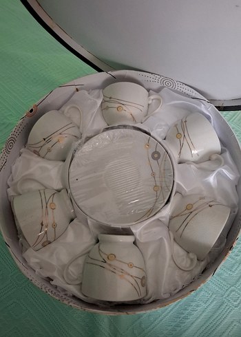 Desenli Beyaz Porselen Fincan Seti - Görsel 2