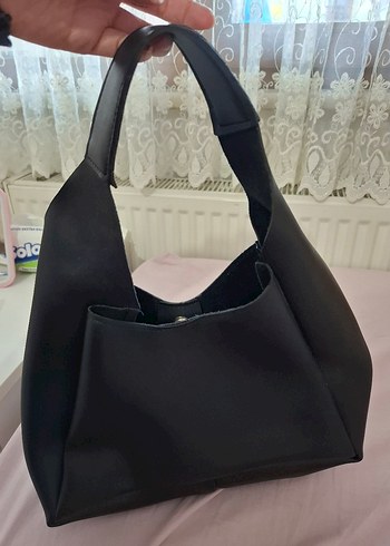 Siyah Deri Kadın Omuz Çantası - Görsel 3