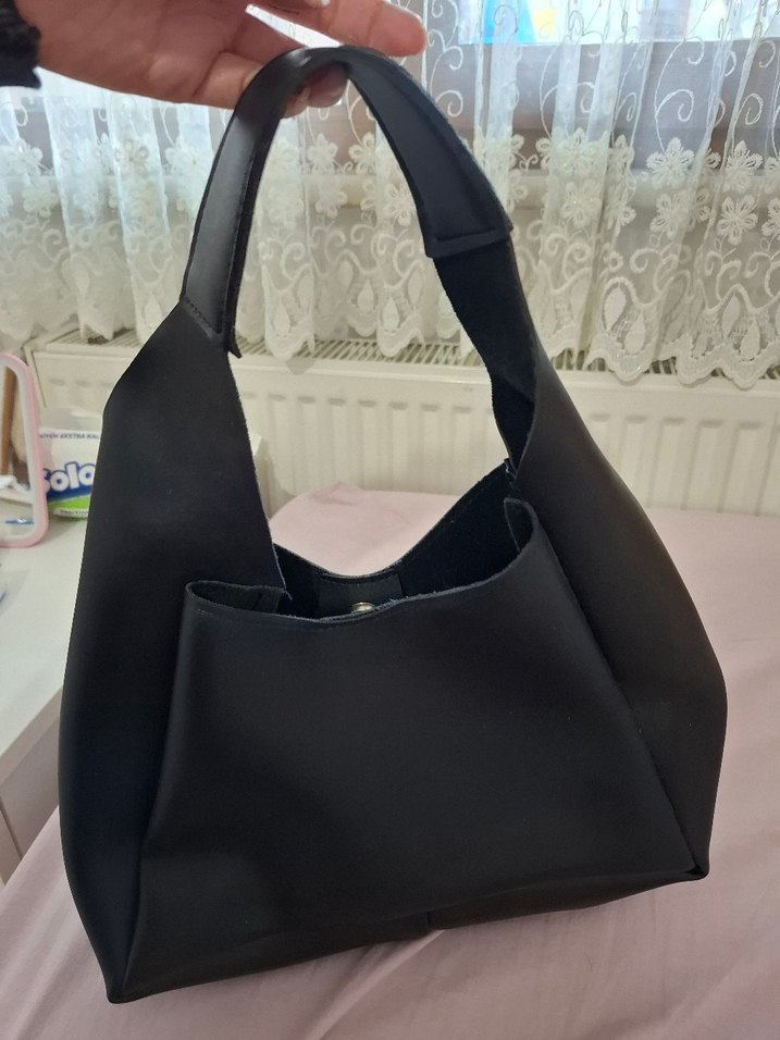 Siyah Deri Kadın Omuz Çantası - Görsel 3