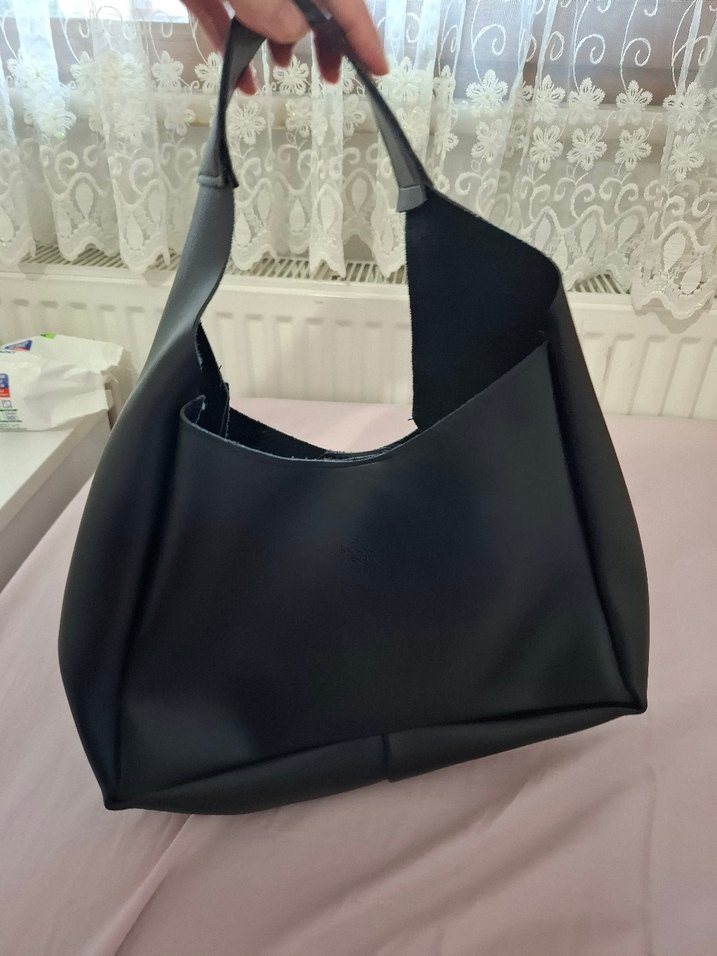 Siyah Deri Kadın Omuz Çantası - Görsel 2