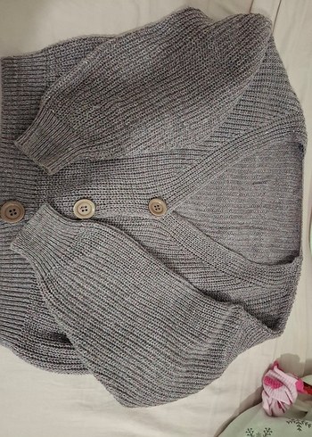 mor V Yaka Örgü Kadın Hırka - Görsel 2