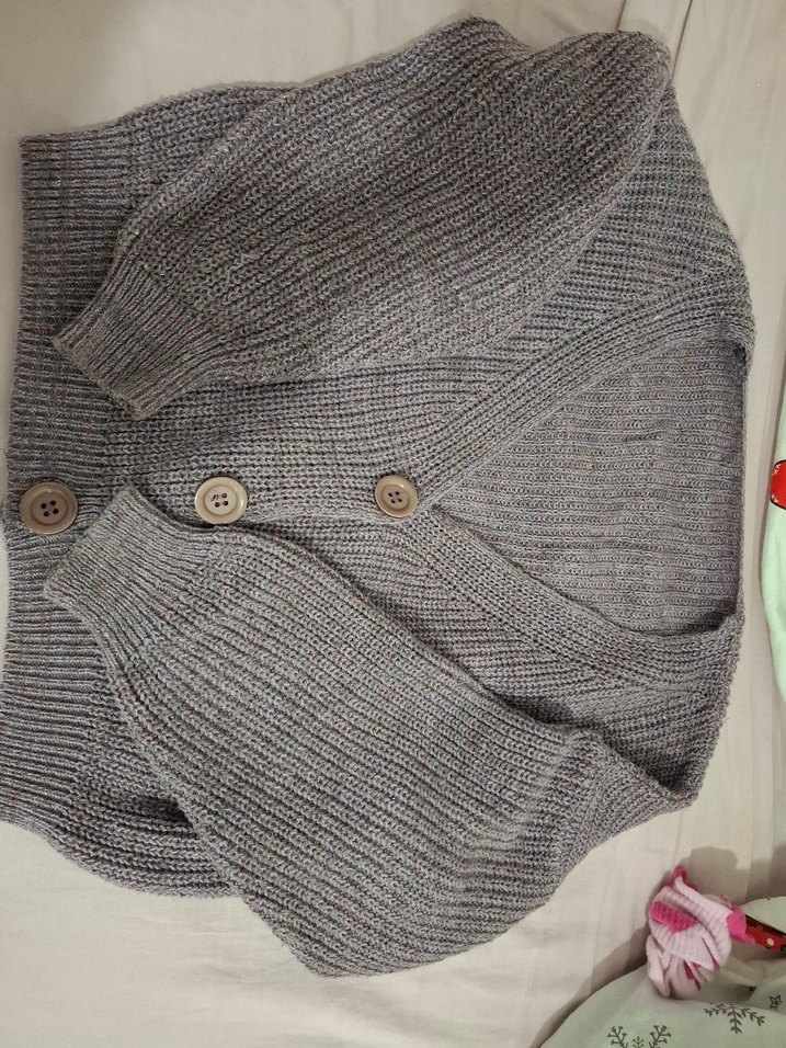 mor V Yaka Örgü Kadın Hırka - Görsel 2