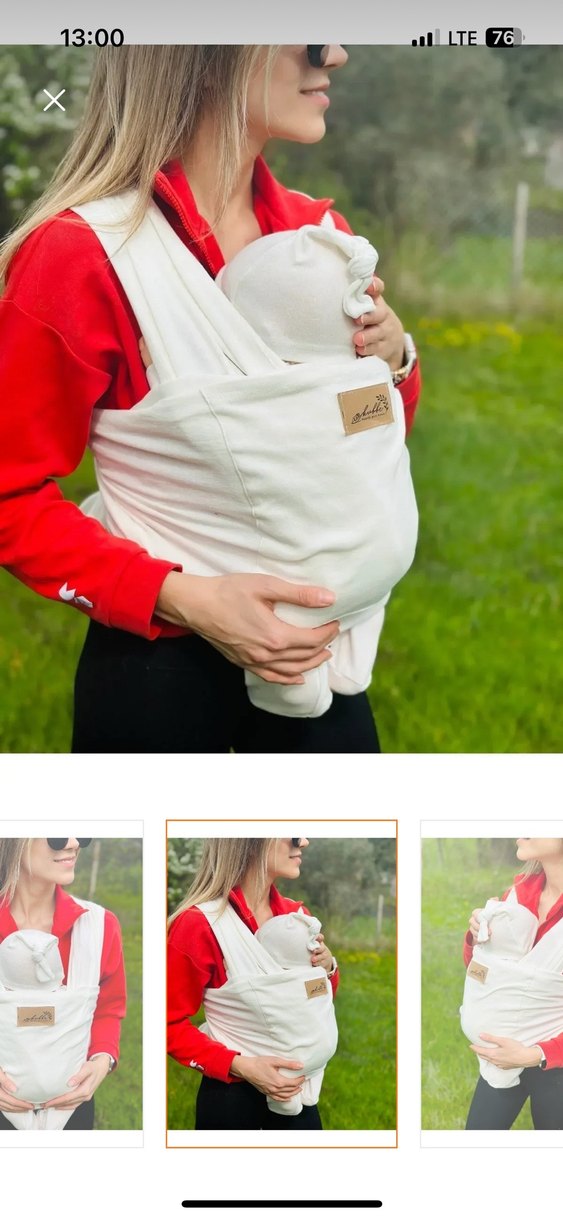 Bebek Taşıma Slingi Beyaz - Görsel 2