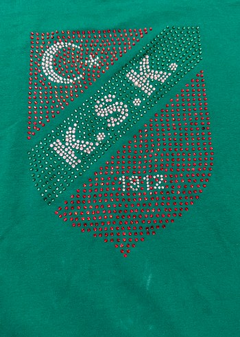 KSK  STORE Kız Çocuk Yeşil Payetli Kısa Kollu Tişört - Görsel 3