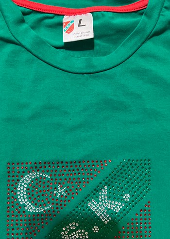 KSK  STORE Kız Çocuk Yeşil Payetli Kısa Kollu Tişört - Görsel 4