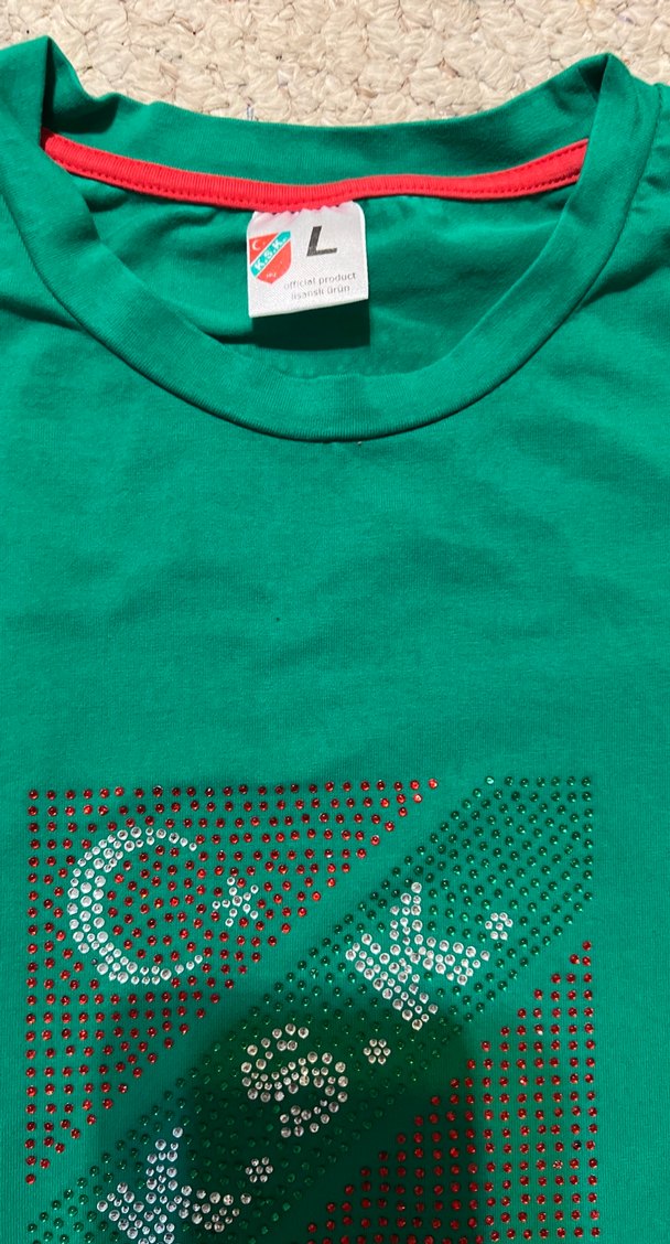 KSK  STORE Kız Çocuk Yeşil Payetli Kısa Kollu Tişört - Görsel 4