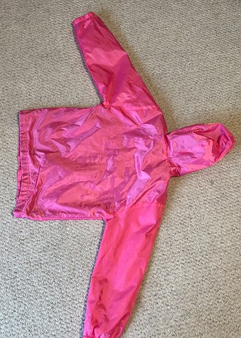 Kız Çocuk Parlak Pembe Fermuarlı Yağmurluk - Görsel 3
