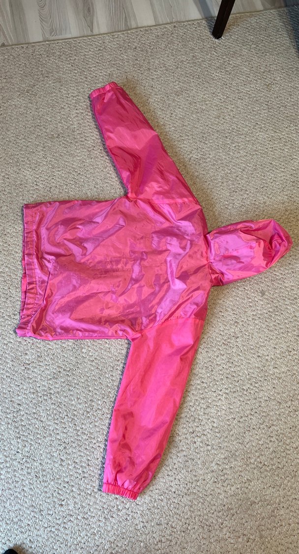 Kız Çocuk Parlak Pembe Fermuarlı Yağmurluk - Görsel 3