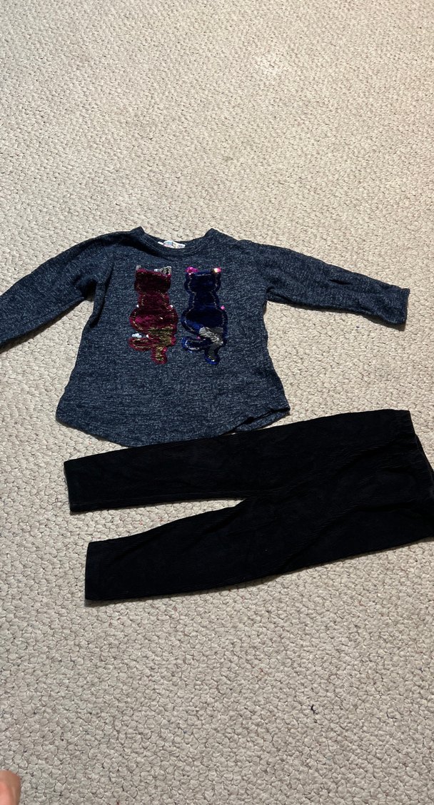 Kedili Örgü Uzun Kollu Bebek Kız Takımı - Görsel 2