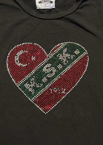 Kızlar için siyah taşlı kısa kollu tişört KSK STORE. - Görsel 2