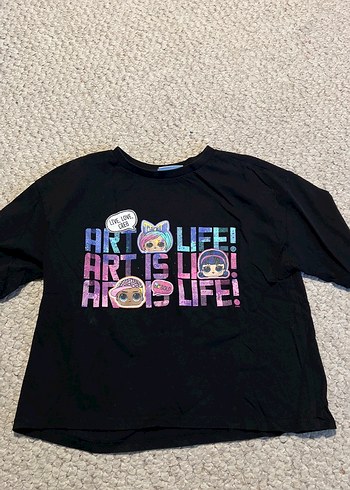 Kız Çocuk Siyah Payetli Tişört LOL - Görsel 3