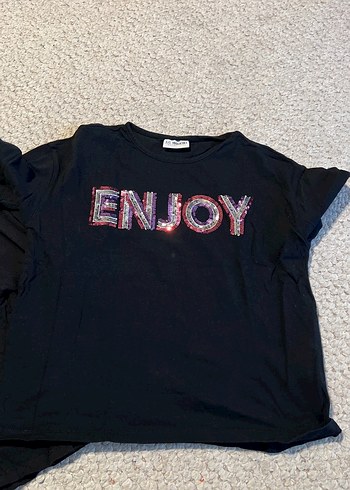 Kız Çocuk Siyah Payetli Tişört LOL - Görsel 2