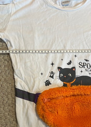 Baskılı Sokak Stili Gri Beyaz Kedili tişört - Görsel 6