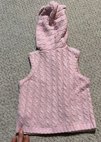 Kapüşonlu Pembe Kız Çocuk Yeleği kürklü - Görsel 4