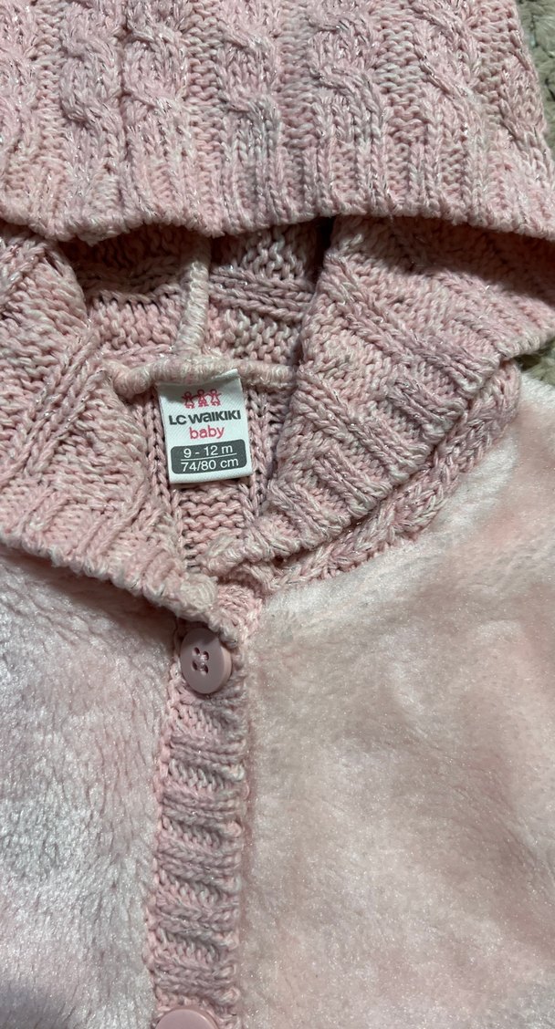 Kapüşonlu Pembe Kız Çocuk Yeleği kürklü - Görsel 2