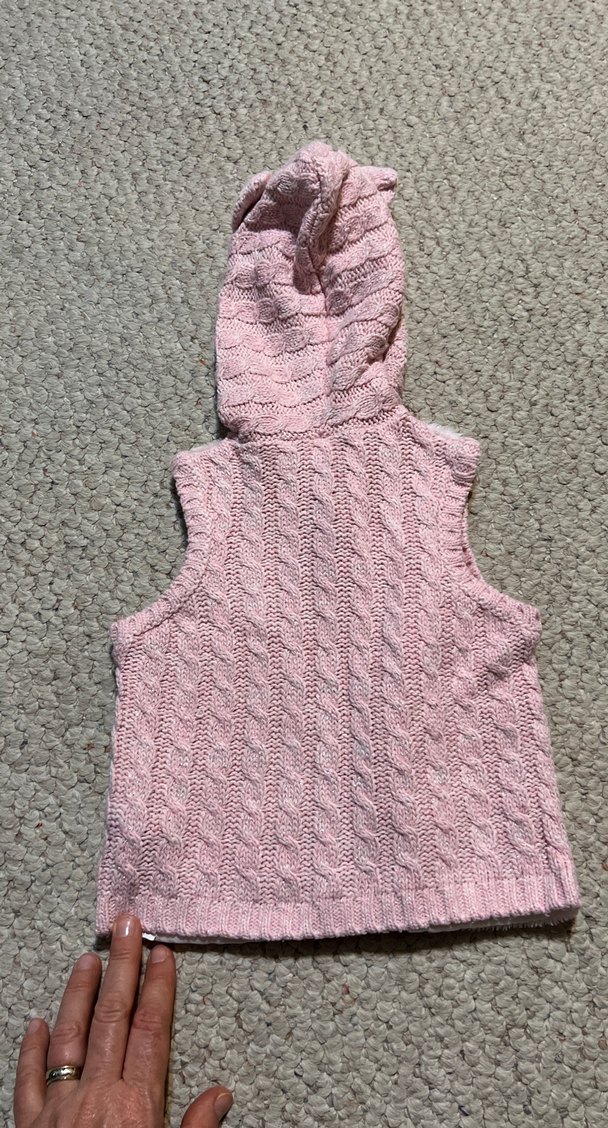 Kapüşonlu Pembe Kız Çocuk Yeleği kürklü - Görsel 4