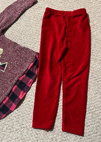 Bordo Triko Baskılı Uzun Kollu Bebek Takımı - Görsel 3